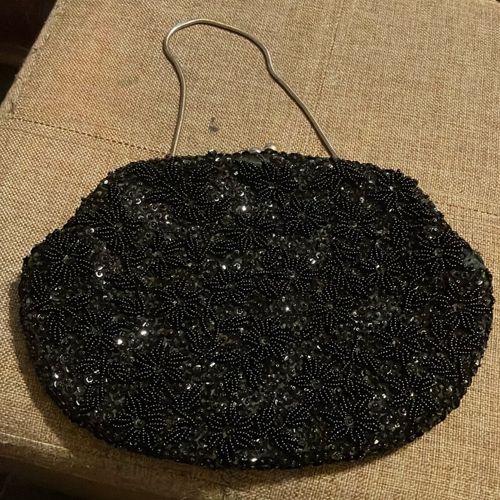 Black beaded clutch